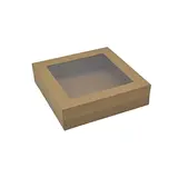 Boite kraft avec fenêtre transparente, brun, 22,5 x 22,5 x 6 cm, paquet de 10 - Boites cloches