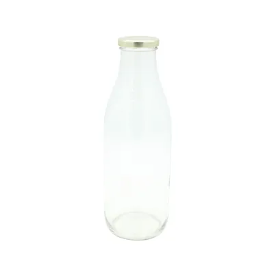 Bouteille en verre 1L avec couvercle or ø48/71mm – Paquet de 6 - Bouteilles et pots cylindriques