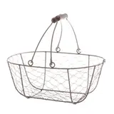 Panier métal ovale marron avec 1 anse 30 x 21 x 12 cm - Paniers