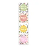 Étiquettes cadeaux adhésives carrées combi Plaisir d’offrir fleuri pastel blanc/multicolore 35 x 35 mm – Paquet de 500 - Étiquettes cadeaux adhésives