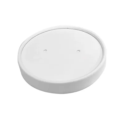 Couvercle carton pour pot à soupe ø 98 x H 17 mm - Couvercle pour pot carton - Blanc - Lot de 25 - Bols et pots en carton et kraft