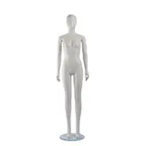 Mannequin vitrine femme tête abstraite blanc laqué H183 cm – Base verre ronde – Fixation mollet - Mannequins abstraits