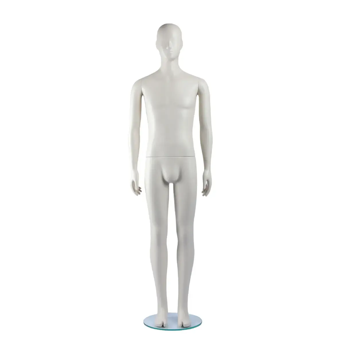 Mannequin homme plastique blanc H 190 cm base verre trempé - Mannequin vitrine - Mannequins hommes