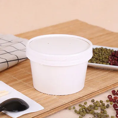 Pot à glace carton 230 ml ø 9 x ø 7,4 x 6,3 cm - Pot à dessert - Blanc - Lot de 25 - Bols et pots en carton et kraft-2