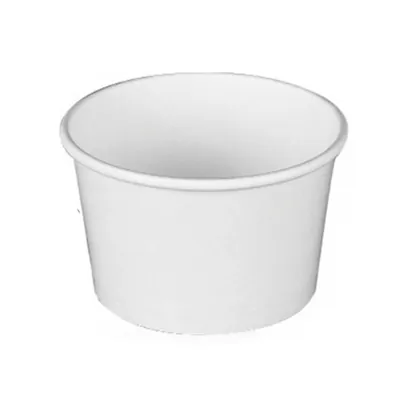 Pot à glace carton 230 ml ø 9 x ø 7,4 x 6,3 cm - Pot à dessert - Blanc - Lot de 25 - Emballage snacking