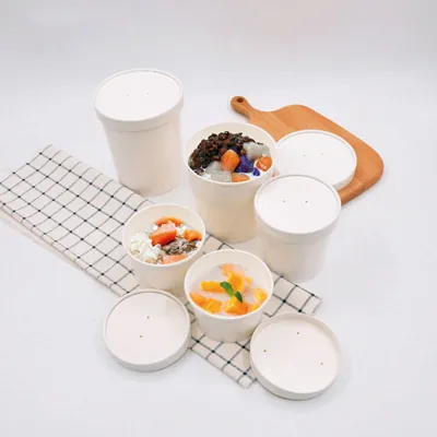 Pot à glace carton 230 ml ø 9 x ø 7,4 x 6,3 cm - Pot à dessert - Blanc - Lot de 25 - Emballage snacking-4