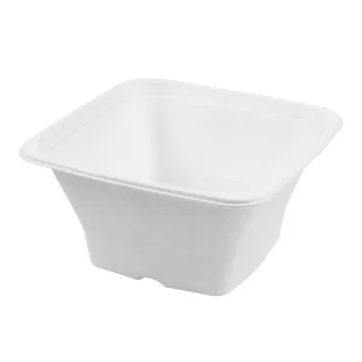 Bol salade 1200 ml fibre végétale 17,5 x 17,5 x 9 cm - Bol salade biodégradable - Lot de 50 - Vaisselle biodégradable et compostable