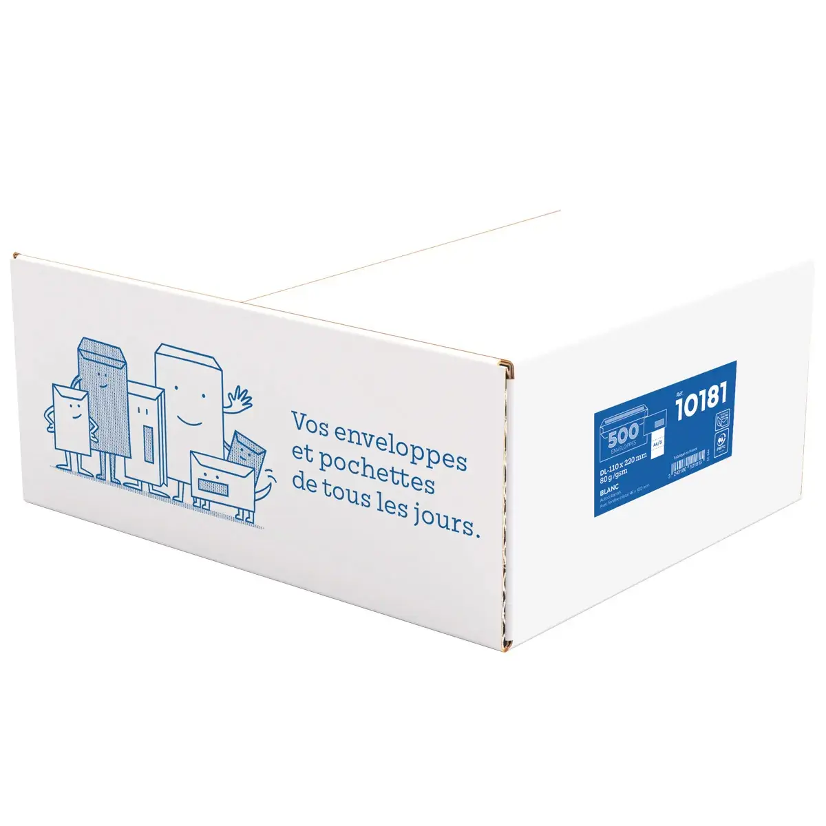 Enveloppe blanche DL 110 x 220 mm 80g avec fenêtre La Couronne - Paquet de 500 - Enveloppes blanches-2