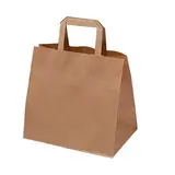Sac papier kraft brun poignées plates 32 x 21 x 33 cm - Sac traiteur - Lot de 250 - Sacs vente à emporter
