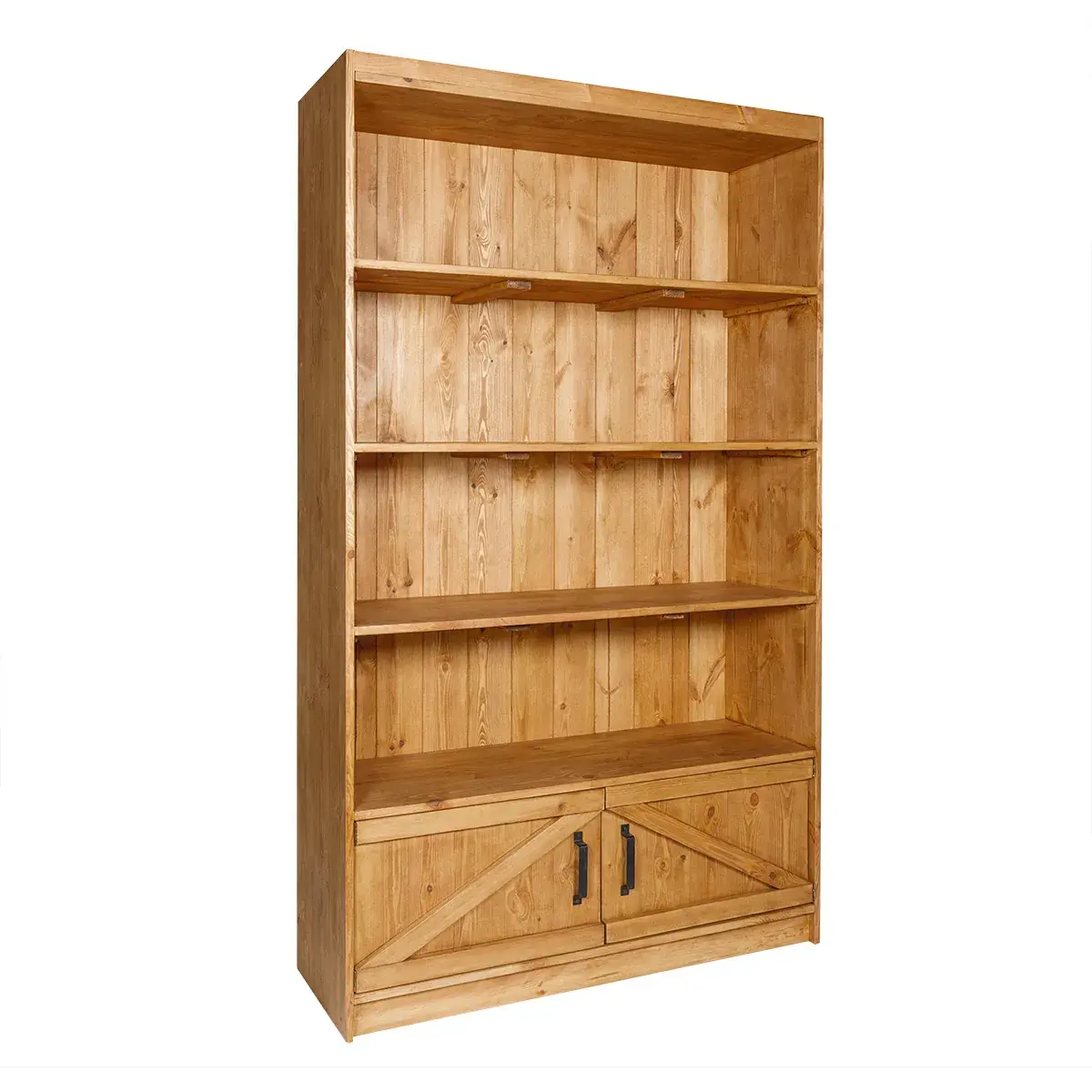 Buffet haut avec caisson et 4 étagères bois massif 119 x 39 x 200 cm brun - Mobilier retail - Ligne Authentique