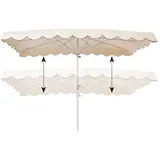 Parasol professionnel de marché télescopique - Parasol forain - Blanc cassé - 300 x 250 cm - armature alu, toile + housse - Parasols de marché, Parasols forains