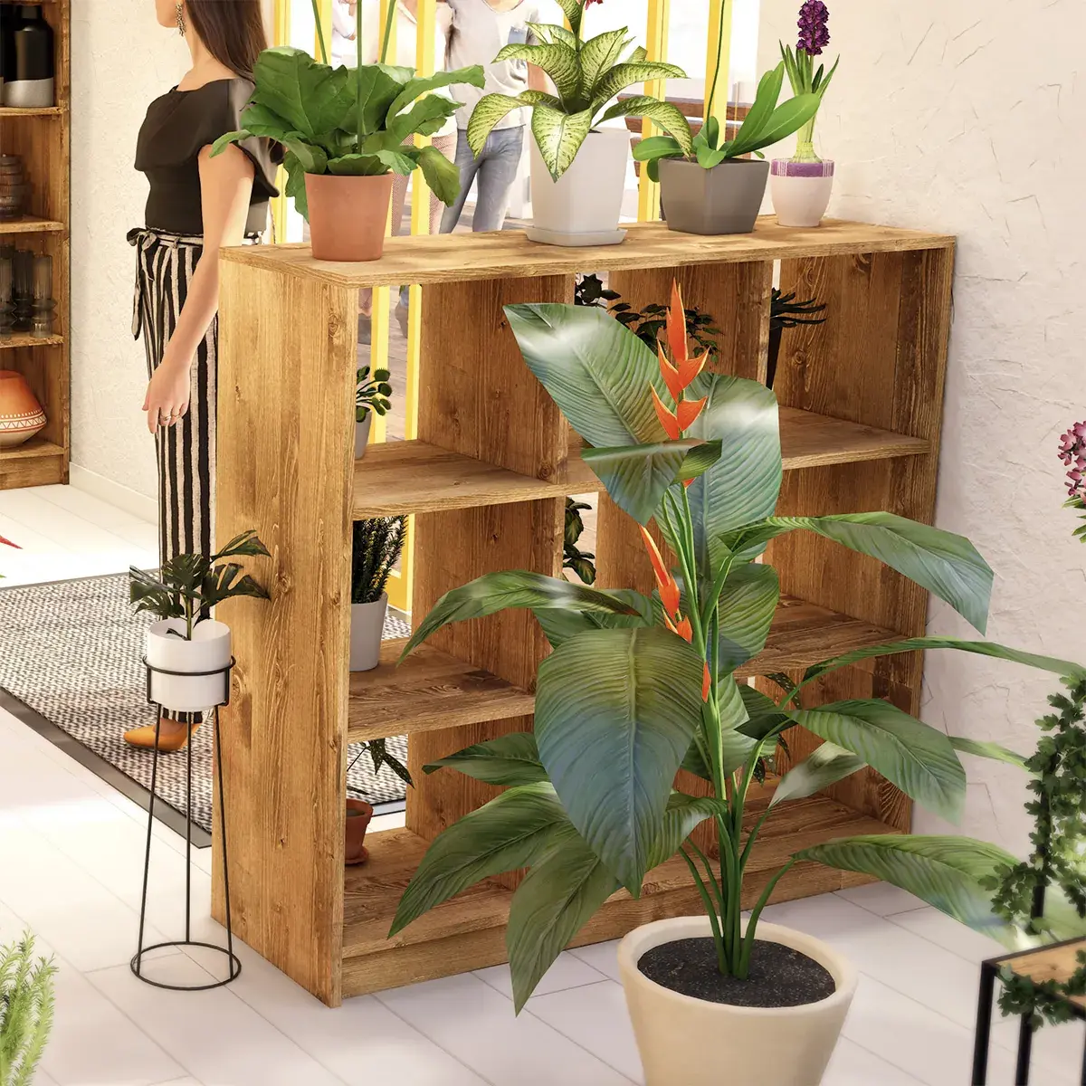 Étagère 9 cubes bois massif 119 x 39 x 115 cm - Module 9 cases merchandising magasin - Ligne Authentique-2