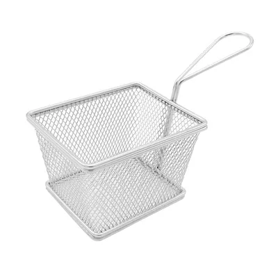 Mini panier à frites inox avec poignée 12,5 x 9,7 x 8,2 cm - Panier frites individuel - Barquettes frites, Cornets frites