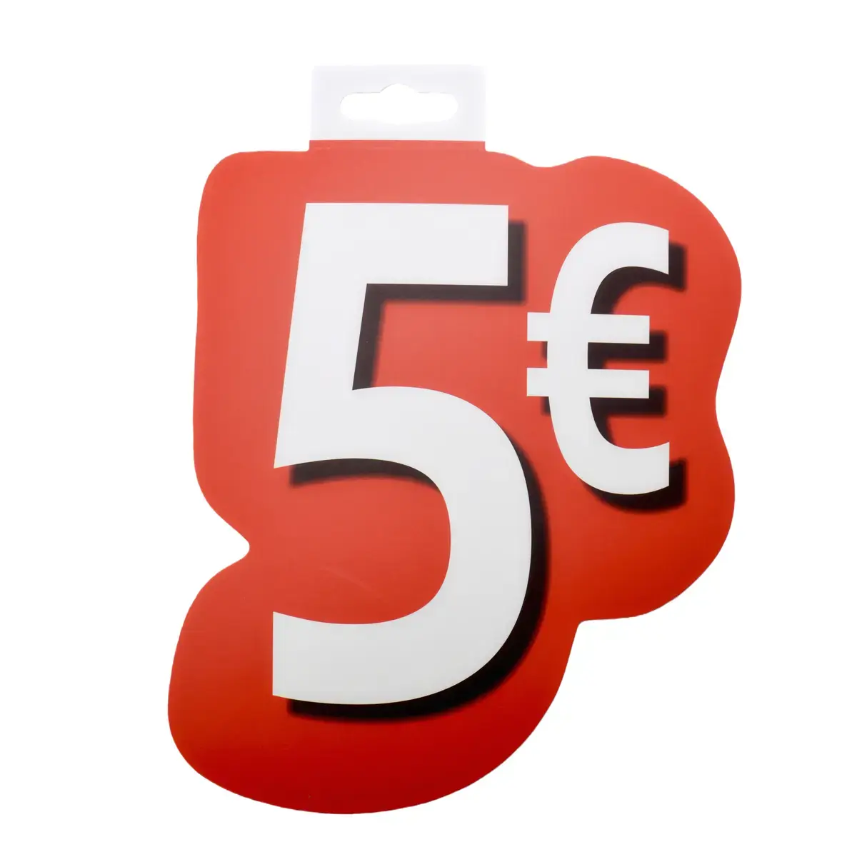 Affiche prix 5€ cartonnée Rouge / Blanc 19 x 21,5 cm - Affiche promo - Affiches Promo, Affiches prix-2