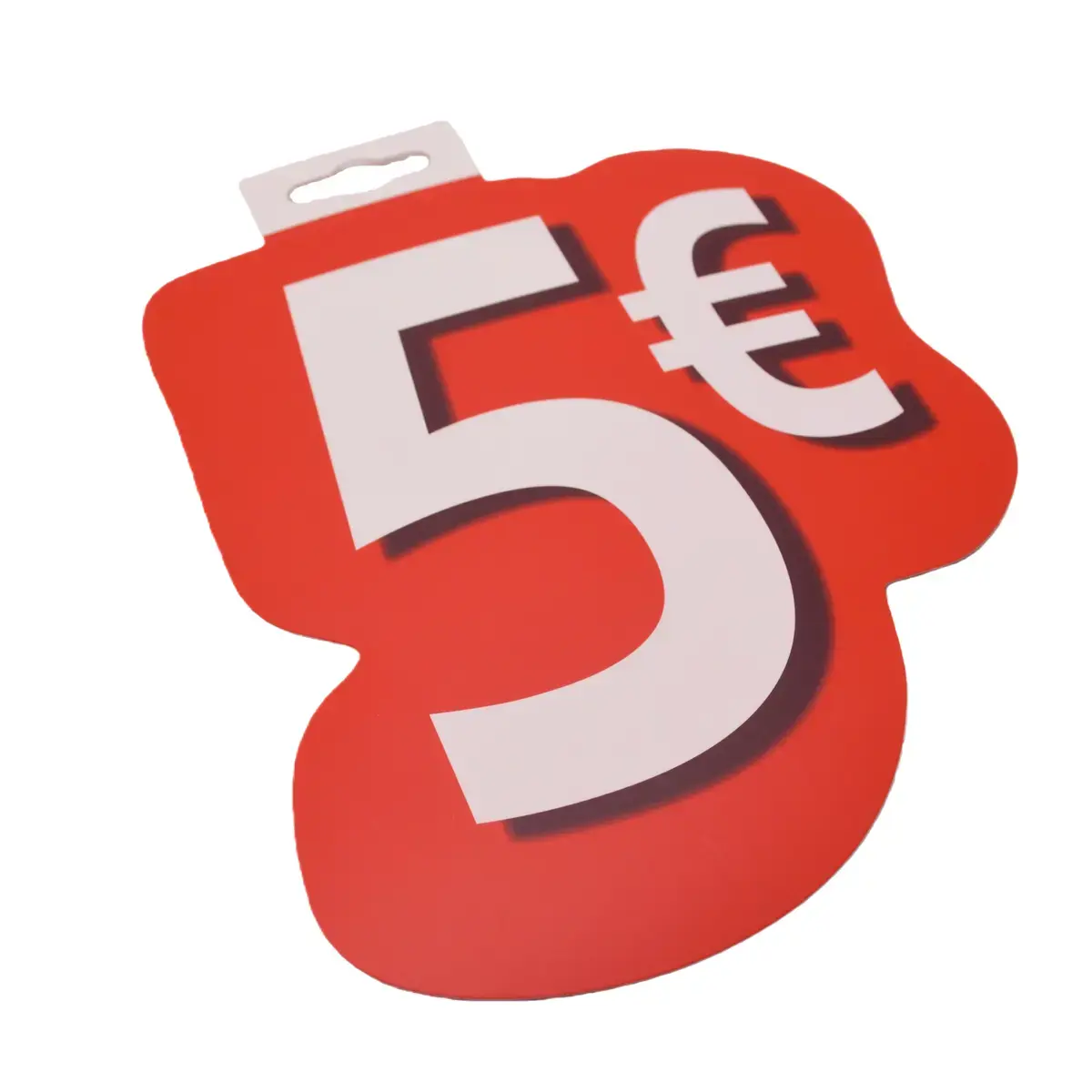 Affiche prix 5€ cartonnée Rouge / Blanc 19 x 21,5 cm - Affiche promo - Affiches Promo, Affiches prix-3