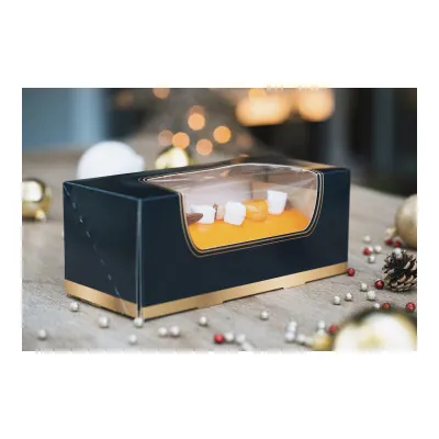 Boîte à bûche à fenêtre noir / or 25 x 11 x H 10 cm - Paquet de 25 - Boîtes à bûches-2