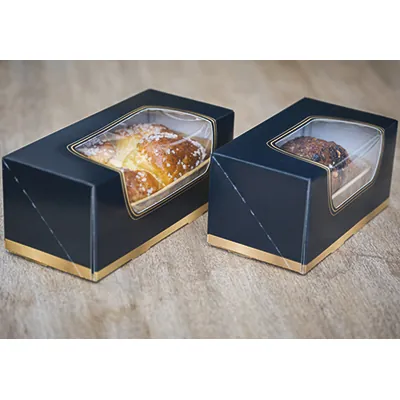 Boîte à bûche à fenêtre noir / or 25 x 11 x H 10 cm - Paquet de 25 - Boîtes à bûches-3