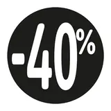 Etiquette Soldes -40% noir ø36mm - Sticker Soldes -40% - Paquet de 500 - Étiquettes adhésives Soldes