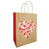 Sac cadeau kraft brun coeurs rouges My Love 26 x 12 x 35 cm - Sac Saint Valentin - Lot de 50 - Sacs cadeaux Saint-Valentin, Pochettes cadeaux Saint-Valentin
