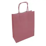 Sac kraft rose poudré à poignées torsadées 19+8x23,5cm 90g/m² (x50) - Octobre rose