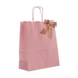 Sac kraft rose poudré à poignées torsadées – L 24 + 12 x H 31 cm – 90 g/m² – Paquet de 50 - Octobre rose