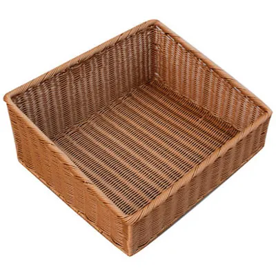 Corbeille manne rectangulaire plastique marron 47 x 40 x 12 cm - Vanneries
