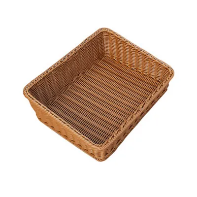 Corbeille manne rectangulaire plastique marron 38 x 30 x 7 cm - Vanneries