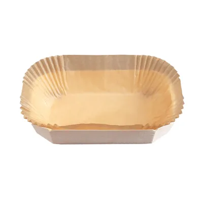 Moule de cuisson en bois avec caissette papier siliconé 185 x 115 x 40 mm - Moule en bois - Naturel - Lot de 200 - Barquettes en bois