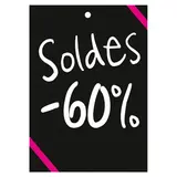 Etiquette -60% noir/rose 60 x 85 mm - Etiquette soldes - Lot de 100 - Etiquettes soldes