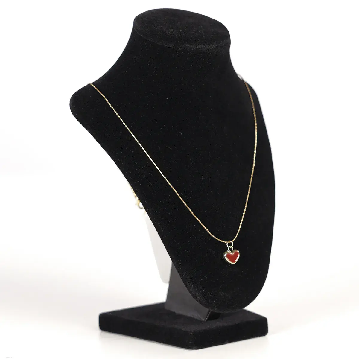 Présentoir collier en flanelle Noir 12 x 18 cm - Support collier - Buste collier - Présentoirs colliers et pendentifs-2