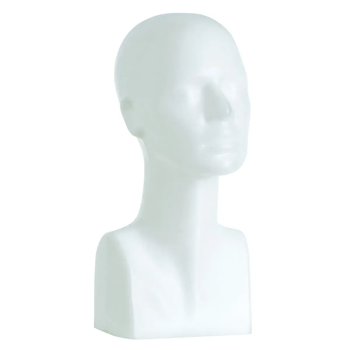 Tête mannequin femme plastique H 38 cm - Tête pour perruque, chapeau - Blanc - Têtes