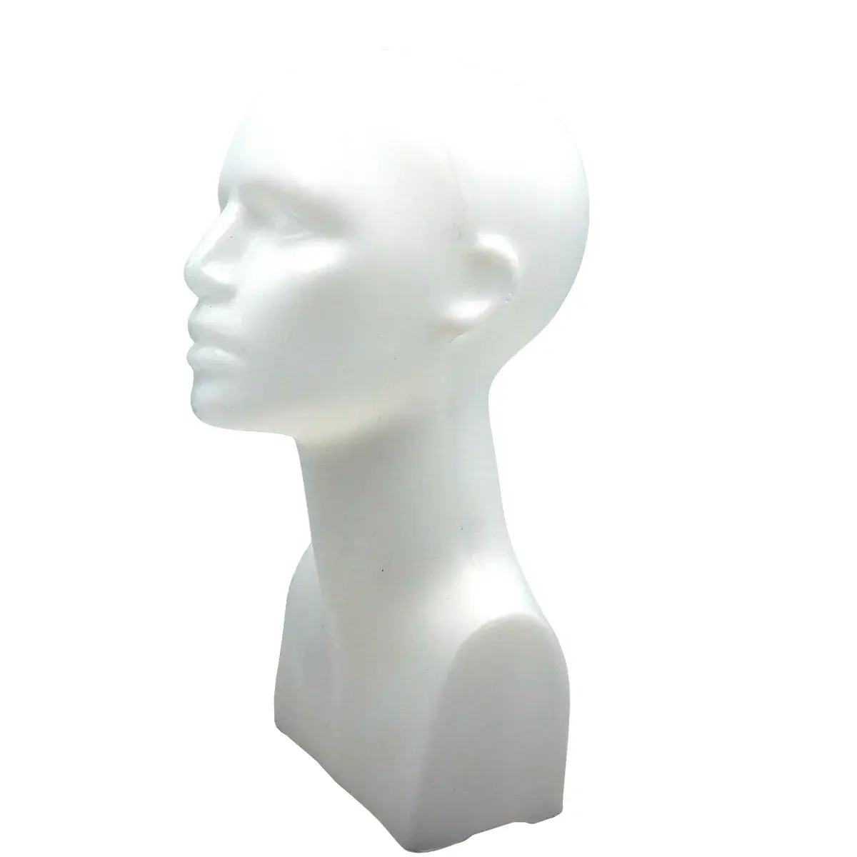 Tête mannequin femme plastique H 38 cm - Tête pour perruque, chapeau - Blanc - Têtes-3