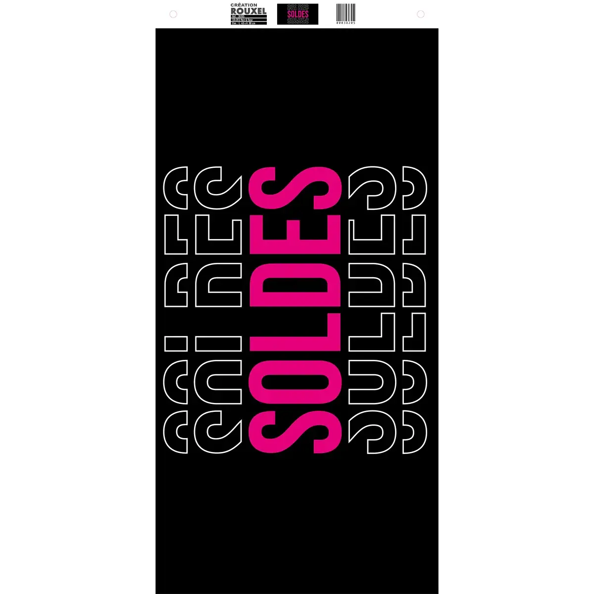 Affiche Soldes magasin horizontale 80 x 40 cm - Affiche promo - Rose/Blanc - Affiches Soldes, Panneau soldes