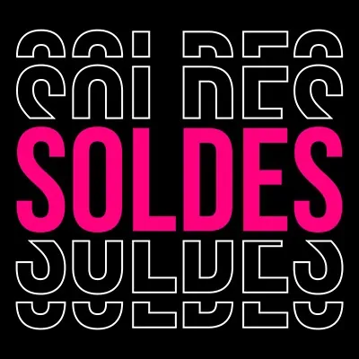 Affiche Soldes magasin carrée 38 x 38 cm - Affiche promo - Noir/Fuchsia - Affiches Soldes, Panneaux soldes