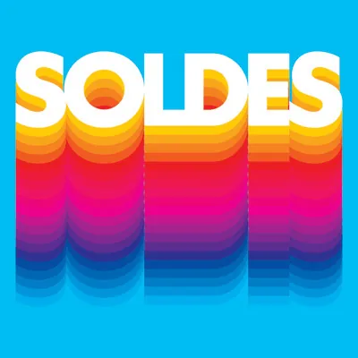 Affiche Soldes magasin carrée 38 x 38 cm - Affiche promo - Arc en ciel / Retro - Affiches Soldes, Panneaux soldes