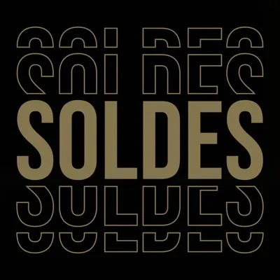 Affiche Soldes magasin carrée 38 x 38 cm - Affiche promo - Noir/Or - Affiches Soldes, Panneau soldes