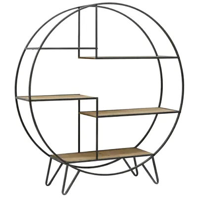 Étagère ronde 5 niveaux métal / bois 120 cm - Étagère magasin - Étagères magasins, Présentoirs bois-2