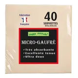Serviette ouate micro-gaufrée 2 plis 38 x 38 cm - Serviette jetable - Serviette de table papier - Ivoire - Paquet de 40