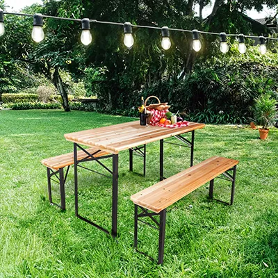 Banc pliant brasserie bois / métal 116 x 25 x 45 cm - Tables pliantes, Tables traiteur-3