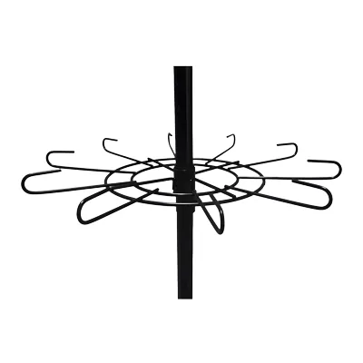 Présentoir tourniquet rotatif métal noir 4 étages 185cm – Support boutique sur roulettes - Présentoirs divers-2
