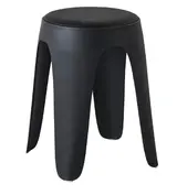 Tabouret design empilable noir 47cm avec assise rembourrée - Usage Pro (Commerce & CHR)