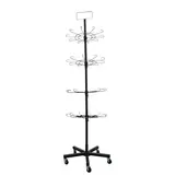 Présentoir tourniquet rotatif métal noir 4 étages 185cm – Support boutique sur roulettes - Présentoirs à bijoux multifonction