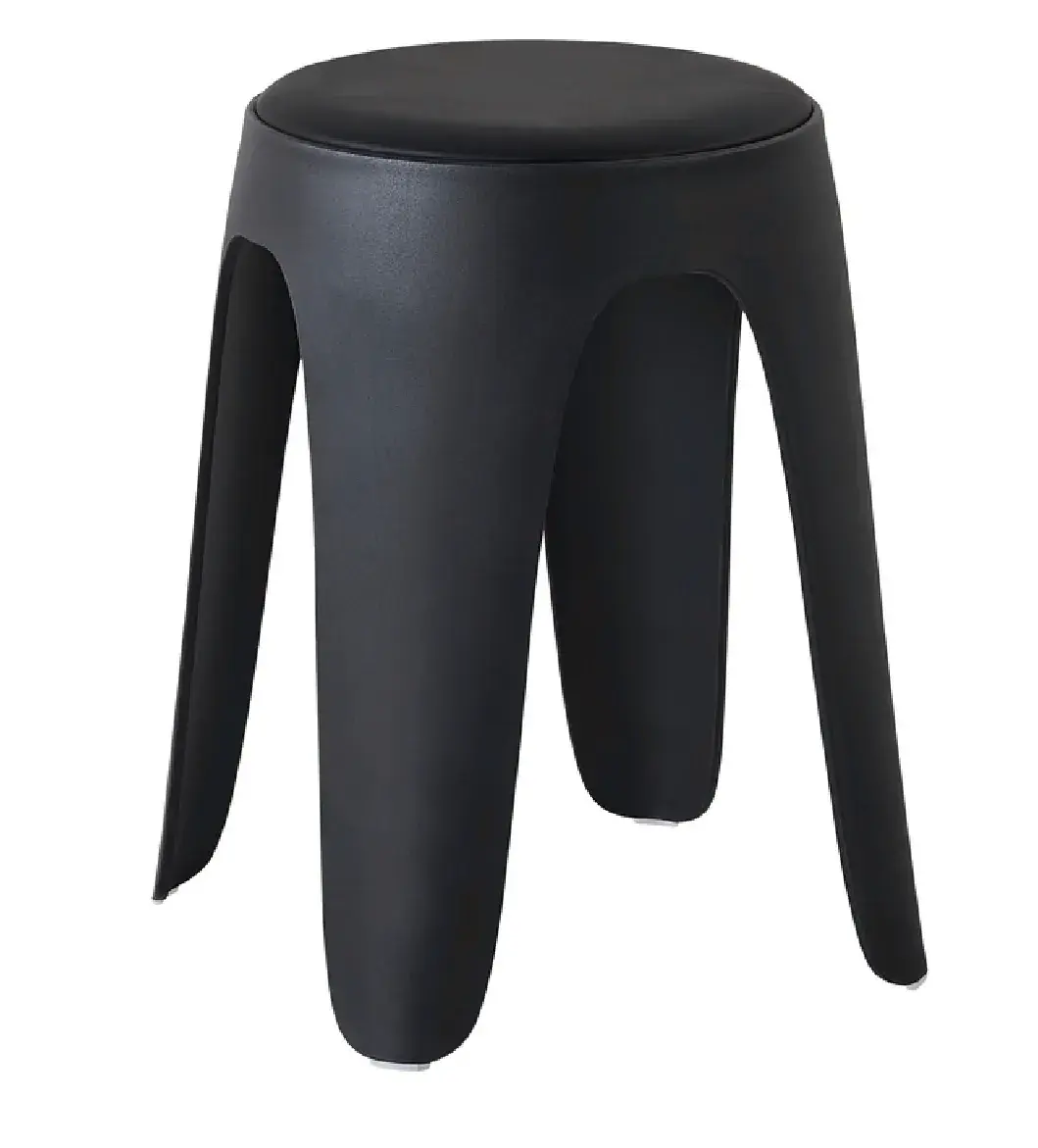 Tabouret design empilable noir 47cm avec assise rembourrée - Usage Pro (Commerce & CHR) - Tabourets
