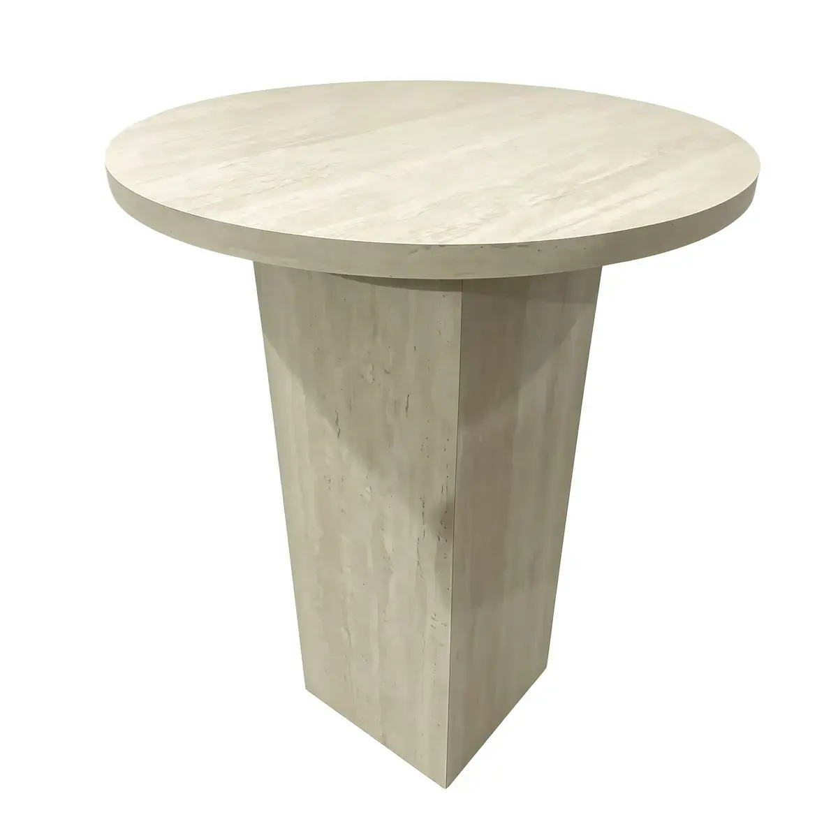 Table d’appoint bois effet travertin ø 45 x 60 cm – Table de présentation - Tables de présentation, Sellettes