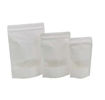 Sachet doypack avec fenêtre 250 ml 12 x 4 x 20 cm fermeture zip - Sachet stand up - Blanc - Lot de 50 - Sachets doypacks-3