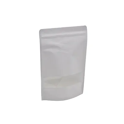 Sachet doypack avec fenêtre 750 ml 18 x 4 x 26 cm fermeture zip - Sachet stand up - Blanc - Lot de 50 - Sachets doypacks