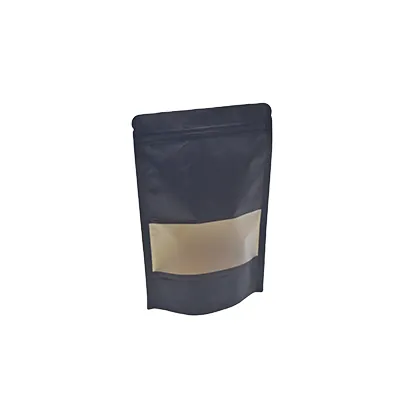 Sachet doypack avec fenêtre 500 ml 15 x 4 x 22 cm fermeture zip - Sachet stand up - Noir - Lot de 50 - Sachets doypacks