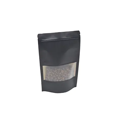 Sachet doypack avec fenêtre 500 ml 15 x 4 x 22 cm fermeture zip - Sachet stand up - Noir - Lot de 50 - Sachets doypacks-2
