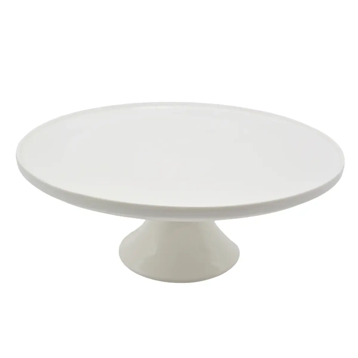 Plat de présentation sur pied céramique Ø28cm - Présentoir à gâteau - Blanc - Cloches à gâteaux, Présentoirs gâteaux