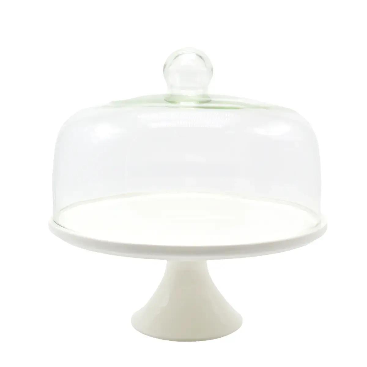 Plat de présentation sur pied céramique Ø28cm - Présentoir à gâteau - Blanc - Cloches à gâteaux, Présentoirs gâteaux-2